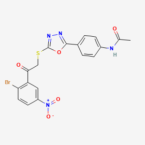 molecular formula C18H13BrN4O5S B11456792 N-[4-(5-{[2-(2-bromo-5-nitrophenyl)-2-oxoethyl]sulfanyl}-1,3,4-oxadiazol-2-yl)phenyl]acetamide 