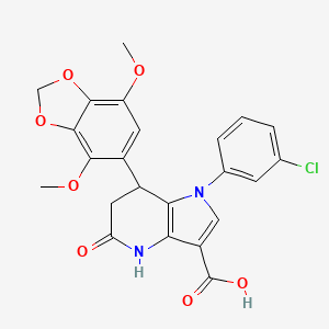 molecular formula C23H19ClN2O7 B11456808 1-(3-chlorophenyl)-7-(4,7-dimethoxy-1,3-benzodioxol-5-yl)-5-oxo-4,5,6,7-tetrahydro-1H-pyrrolo[3,2-b]pyridine-3-carboxylic acid 