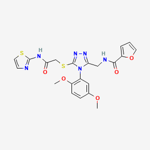 molecular formula C21H20N6O5S2 B11456819 N-{[4-(2,5-Dimethoxyphenyl)-5-({[(1,3-thiazol-2-YL)carbamoyl]methyl}sulfanyl)-4H-1,2,4-triazol-3-YL]methyl}furan-2-carboxamide 