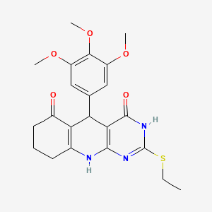 molecular formula C22H25N3O5S B11456840 2-(ethylsulfanyl)-5-(3,4,5-trimethoxyphenyl)-5,8,9,10-tetrahydropyrimido[4,5-b]quinoline-4,6(3H,7H)-dione 