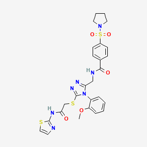 N-{[4-(2-Methoxyphenyl)-5-({[(1,3-thiazol-2-YL)carbamoyl]methyl}sulfanyl)-4H-1,2,4-triazol-3-YL]methyl}-4-(pyrrolidine-1-sulfonyl)benzamide