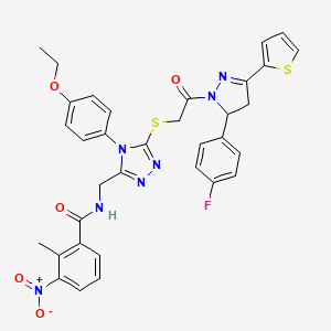 N-{[4-(4-Ethoxyphenyl)-5-({2-[5-(4-fluorophenyl)-3-(thiophen-2-YL)-4,5-dihydro-1H-pyrazol-1-YL]-2-oxoethyl}sulfanyl)-4H-1,2,4-triazol-3-YL]methyl}-2-methyl-3-nitrobenzamide