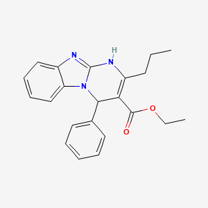 molecular formula C22H23N3O2 B11456883 Ethyl 4-phenyl-2-propyl-1,4-dihydropyrimido[1,2-a]benzimidazole-3-carboxylate 