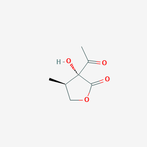 molecular formula C7H10O4 B114569 (3R,4R)-3-acetyl-3-hydroxy-4-methyloxolan-2-one CAS No. 141979-34-2