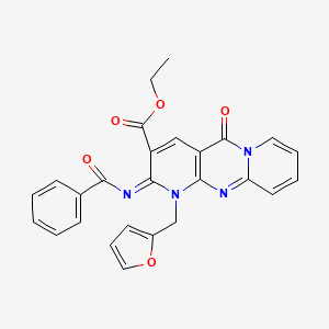 ethyl 6-benzoylimino-7-(furan-2-ylmethyl)-2-oxo-1,7,9-triazatricyclo[8.4.0.03,8]tetradeca-3(8),4,9,11,13-pentaene-5-carboxylate