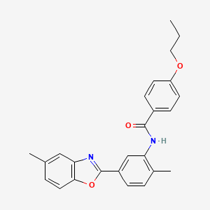 molecular formula C25H24N2O3 B11456945 N-[2-methyl-5-(5-methyl-1,3-benzoxazol-2-yl)phenyl]-4-propoxybenzamide 