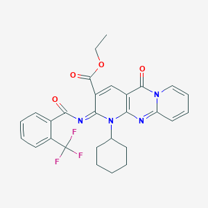 ethyl 7-cyclohexyl-2-oxo-6-[2-(trifluoromethyl)benzoyl]imino-1,7,9-triazatricyclo[8.4.0.03,8]tetradeca-3(8),4,9,11,13-pentaene-5-carboxylate