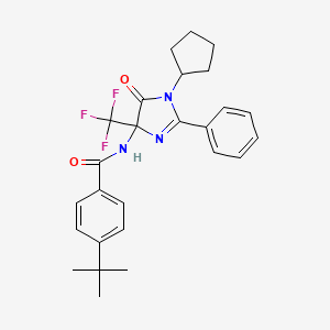 molecular formula C26H28F3N3O2 B11457047 4-tert-butyl-N-[1-cyclopentyl-5-oxo-2-phenyl-4-(trifluoromethyl)-4,5-dihydro-1H-imidazol-4-yl]benzamide 