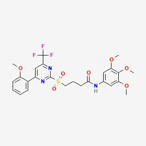 molecular formula C25H26F3N3O7S B11457080 4-{[4-(2-methoxyphenyl)-6-(trifluoromethyl)pyrimidin-2-yl]sulfonyl}-N-(3,4,5-trimethoxyphenyl)butanamide 