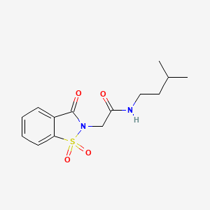 2-(1,1-dioxido-3-oxo-1,2-benzothiazol-2(3H)-yl)-N-(3-methylbutyl)acetamide