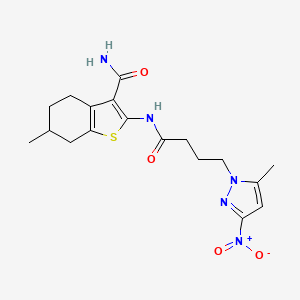 6-methyl-2-{[4-(5-methyl-3-nitro-1H-pyrazol-1-yl)butanoyl]amino}-4,5,6,7-tetrahydro-1-benzothiophene-3-carboxamide