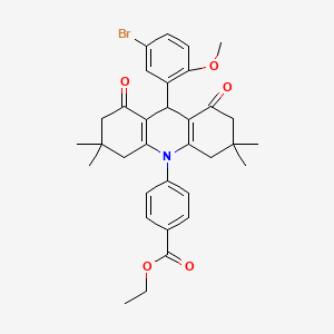 ethyl 4-[9-(5-bromo-2-methoxyphenyl)-3,3,6,6-tetramethyl-1,8-dioxo-2,3,4,5,6,7,8,9-octahydroacridin-10(1H)-yl]benzoate