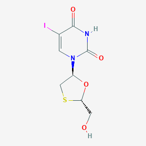 molecular formula C8H9IN2O4S B114572 2,4(1H,3H)-Pyrimidinedione, 1-(2-(hydroxymethyl)-1,3-oxathiolan-5-yl)-5-iodo-, (2S-trans)- CAS No. 149819-50-1