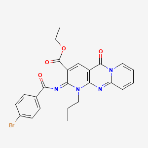 ethyl 6-(4-bromobenzoyl)imino-2-oxo-7-propyl-1,7,9-triazatricyclo[8.4.0.03,8]tetradeca-3(8),4,9,11,13-pentaene-5-carboxylate