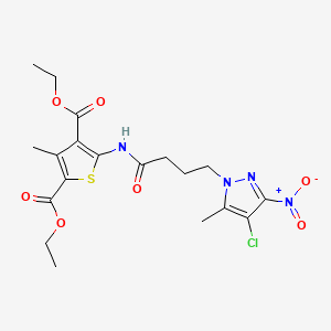 diethyl 5-{[4-(4-chloro-5-methyl-3-nitro-1H-pyrazol-1-yl)butanoyl]amino}-3-methylthiophene-2,4-dicarboxylate