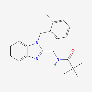 molecular formula C21H25N3O B11457243 2,2-dimethyl-N-{[1-(2-methylbenzyl)-1H-benzimidazol-2-yl]methyl}propanamide 