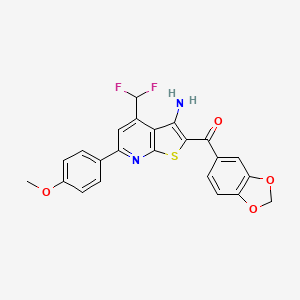 molecular formula C23H16F2N2O4S B11457245 [3-Amino-4-(difluoromethyl)-6-(4-methoxyphenyl)thieno[2,3-b]pyridin-2-yl](1,3-benzodioxol-5-yl)methanone 