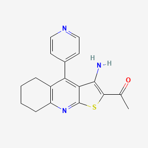 1-[3-Amino-4-(pyridin-4-yl)-5H,6H,7H,8H-thieno[2,3-b]quinolin-2-yl]ethanone