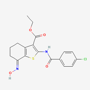 Ethyl (7E)-2-(4-chlorobenzamido)-7-(hydroxyimino)-4,5,6,7-tetrahydro-1-benzothiophene-3-carboxylate