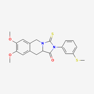 molecular formula C20H20N2O3S2 B11457310 7,8-dimethoxy-2-[3-(methylsulfanyl)phenyl]-3-thioxo-2,3,10,10a-tetrahydroimidazo[1,5-b]isoquinolin-1(5H)-one 