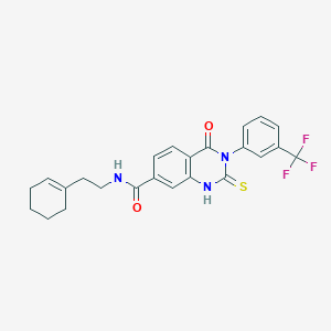 N-(2-(cyclohex-1-en-1-yl)ethyl)-4-oxo-2-thioxo-3-(3-(trifluoromethyl)phenyl)-1,2,3,4-tetrahydroquinazoline-7-carboxamide