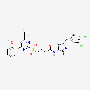 N-[1-(3,4-dichlorobenzyl)-3,5-dimethyl-1H-pyrazol-4-yl]-4-{[4-(2-methoxyphenyl)-6-(trifluoromethyl)pyrimidin-2-yl]sulfonyl}butanamide