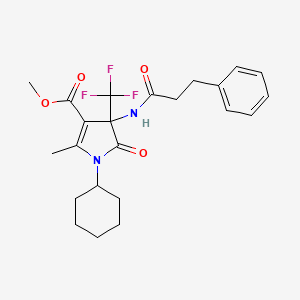 methyl 1-cyclohexyl-2-methyl-5-oxo-4-[(3-phenylpropanoyl)amino]-4-(trifluoromethyl)-4,5-dihydro-1H-pyrrole-3-carboxylate