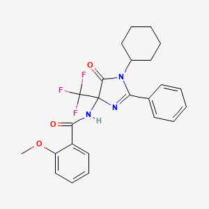 molecular formula C24H24F3N3O3 B11457423 N-[1-cyclohexyl-5-oxo-2-phenyl-4-(trifluoromethyl)-4,5-dihydro-1H-imidazol-4-yl]-2-methoxybenzamide 