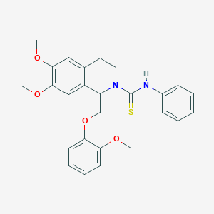 N-(2,5-dimethylphenyl)-6,7-dimethoxy-1-((2-methoxyphenoxy)methyl)-3,4-dihydroisoquinoline-2(1H)-carbothioamide