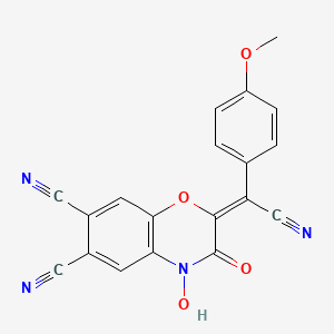 molecular formula C19H10N4O4 B11457457 (2E)-2-[cyano(4-methoxyphenyl)methylidene]-4-hydroxy-3-oxo-3,4-dihydro-2H-1,4-benzoxazine-6,7-dicarbonitrile 