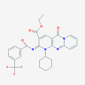 ethyl 7-cyclohexyl-2-oxo-6-[3-(trifluoromethyl)benzoyl]imino-1,7,9-triazatricyclo[8.4.0.03,8]tetradeca-3(8),4,9,11,13-pentaene-5-carboxylate