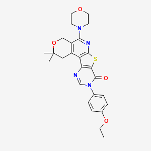 14-(4-ethoxyphenyl)-4,4-dimethyl-8-morpholin-4-yl-5-oxa-11-thia-9,14,16-triazatetracyclo[8.7.0.02,7.012,17]heptadeca-1(10),2(7),8,12(17),15-pentaen-13-one