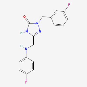 molecular formula C16H14F2N4O B11457469 2-(3-fluorobenzyl)-5-{[(4-fluorophenyl)amino]methyl}-1,2-dihydro-3H-1,2,4-triazol-3-one 