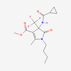 molecular formula C16H21F3N2O4 B11457539 methyl 1-butyl-4-[(cyclopropylcarbonyl)amino]-2-methyl-5-oxo-4-(trifluoromethyl)-4,5-dihydro-1H-pyrrole-3-carboxylate 