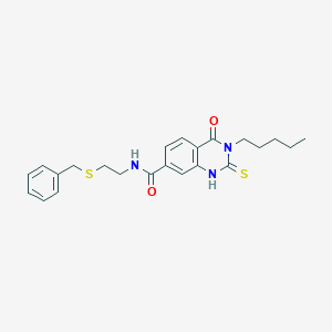 molecular formula C23H27N3O2S2 B11457558 N-(2-(benzylthio)ethyl)-4-oxo-3-pentyl-2-thioxo-1,2,3,4-tetrahydroquinazoline-7-carboxamide 