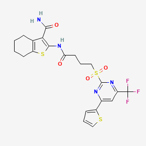 2-[(4-{[4-(Thiophen-2-yl)-6-(trifluoromethyl)pyrimidin-2-yl]sulfonyl}butanoyl)amino]-4,5,6,7-tetrahydro-1-benzothiophene-3-carboxamide