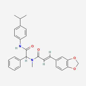 molecular formula C28H28N2O4 B11457575 (2E)-3-(1,3-benzodioxol-5-yl)-N-methyl-N-(2-oxo-1-phenyl-2-{[4-(propan-2-yl)phenyl]amino}ethyl)prop-2-enamide 