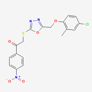 2-({5-[(4-Chloro-2-methylphenoxy)methyl]-1,3,4-oxadiazol-2-yl}sulfanyl)-1-(4-nitrophenyl)ethanone