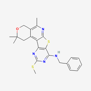 molecular formula C23H24N4OS2 B11457632 N-benzyl-4,4,8-trimethyl-15-methylsulfanyl-5-oxa-11-thia-9,14,16-triazatetracyclo[8.7.0.02,7.012,17]heptadeca-1,7,9,12(17),13,15-hexaen-13-amine 