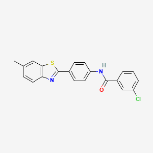 3-chloro-N-[4-(6-methyl-1,3-benzothiazol-2-yl)phenyl]benzamide