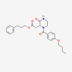 molecular formula C26H32N2O5 B11457689 3-Phenylpropyl 2-[1-(4-butoxybenzoyl)-3-oxopiperazin-2-yl]acetate 