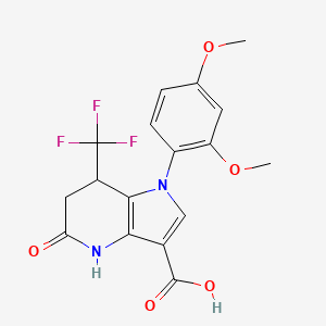 molecular formula C17H15F3N2O5 B11457704 1-(2,4-dimethoxyphenyl)-5-oxo-7-(trifluoromethyl)-4,5,6,7-tetrahydro-1H-pyrrolo[3,2-b]pyridine-3-carboxylic acid 