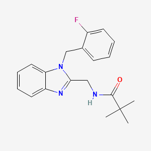 molecular formula C20H22FN3O B11457721 N-{[1-(2-fluorobenzyl)-1H-benzimidazol-2-yl]methyl}-2,2-dimethylpropanamide 