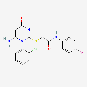 2-{[6-amino-1-(2-chlorophenyl)-4-oxo-1,4-dihydropyrimidin-2-yl]sulfanyl}-N-(4-fluorophenyl)acetamide