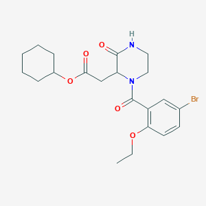 molecular formula C21H27BrN2O5 B11457819 Cyclohexyl {1-[(5-bromo-2-ethoxyphenyl)carbonyl]-3-oxopiperazin-2-yl}acetate 