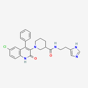 1-(6-chloro-2-oxo-4-phenyl-1,2-dihydroquinolin-3-yl)-N-[2-(1H-imidazol-4-yl)ethyl]piperidine-3-carboxamide