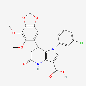 1-(3-chlorophenyl)-7-(6,7-dimethoxy-1,3-benzodioxol-5-yl)-5-oxo-4,5,6,7-tetrahydro-1H-pyrrolo[3,2-b]pyridine-3-carboxylic acid