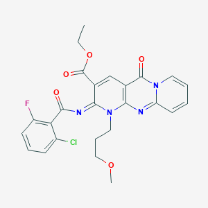 ethyl 6-(2-chloro-6-fluorobenzoyl)imino-7-(3-methoxypropyl)-2-oxo-1,7,9-triazatricyclo[8.4.0.03,8]tetradeca-3(8),4,9,11,13-pentaene-5-carboxylate