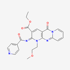 molecular formula C23H21N5O5 B11457863 ethyl 7-(2-methoxyethyl)-2-oxo-6-(pyridine-4-carbonylimino)-1,7,9-triazatricyclo[8.4.0.03,8]tetradeca-3(8),4,9,11,13-pentaene-5-carboxylate 