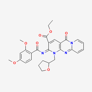 ethyl 6-(2,4-dimethoxybenzoyl)imino-2-oxo-7-(oxolan-2-ylmethyl)-1,7,9-triazatricyclo[8.4.0.03,8]tetradeca-3(8),4,9,11,13-pentaene-5-carboxylate